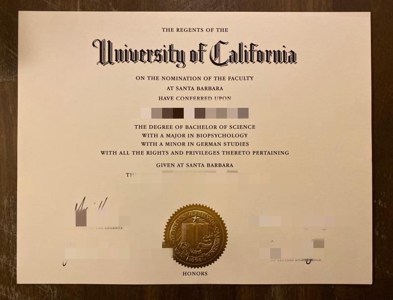 美国加州大学圣塔芭芭拉分校毕业证购买，UCSB Certificate transcript