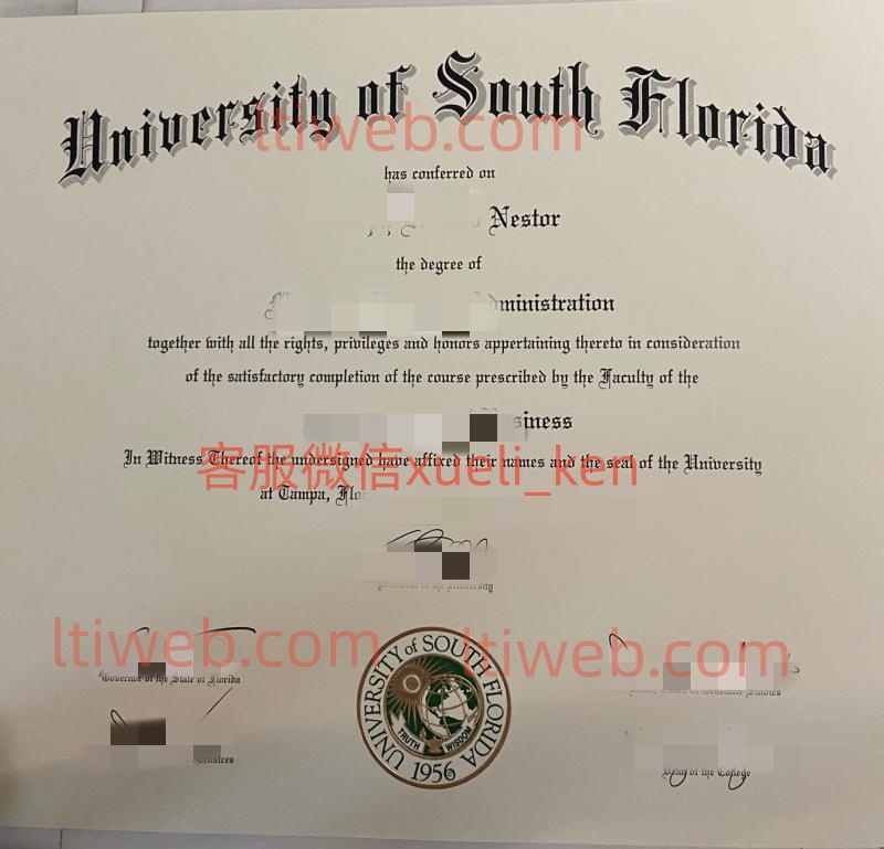 购买南佛罗里达大学毕业证成绩单，美国USF文凭定制