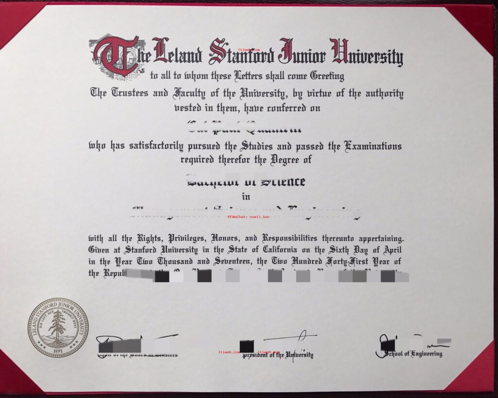 做原版斯坦福大学最新毕业证，Stanford University Certificate transcript