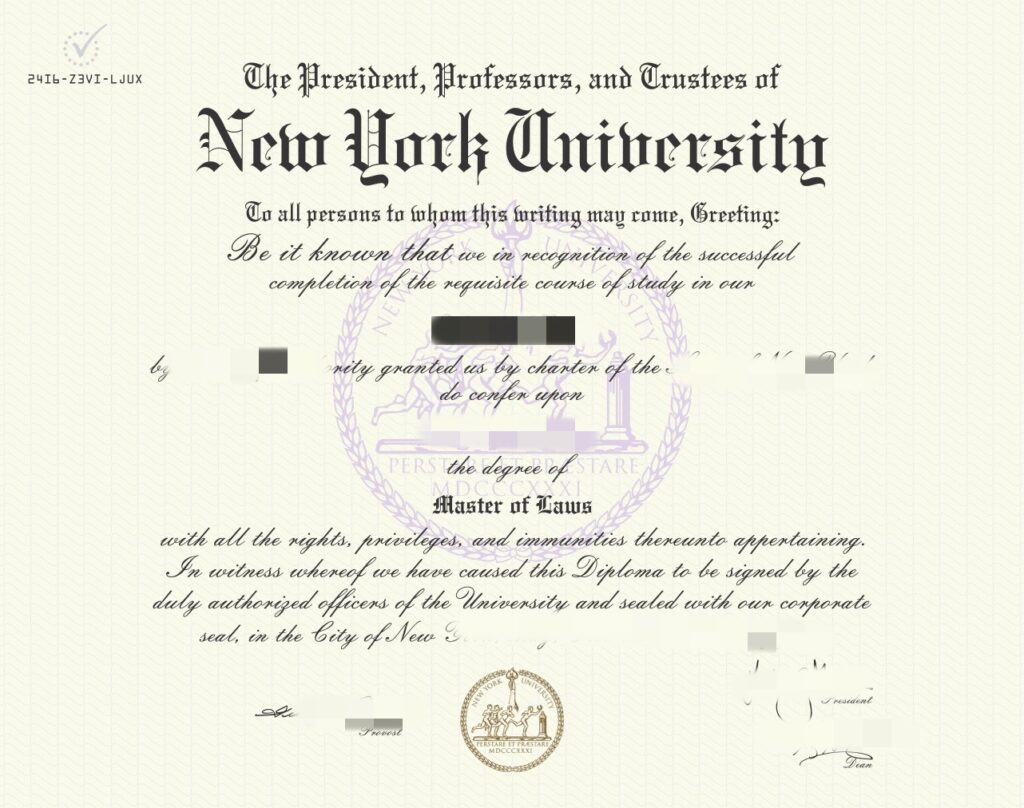 线上买纽约大学NYU毕业证书，New York University Certificate transcript