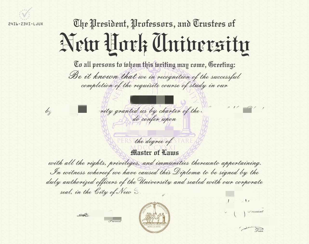 线上买纽约大学NYU毕业证书，New York University Certificate transcript
