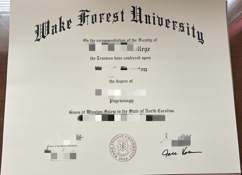 匠心制作维克森林大学毕业证书，维克弗里斯特大学成绩单