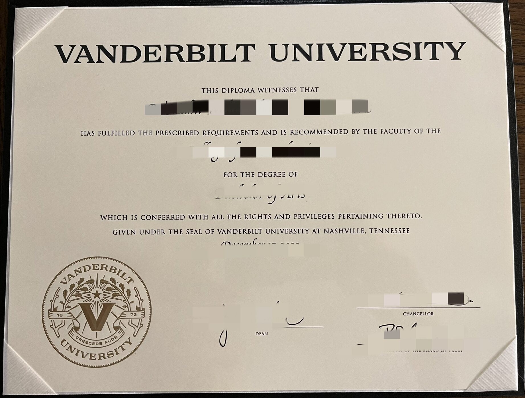 购买范德比尔特大学高质量毕业证书，美国Vandy成绩单