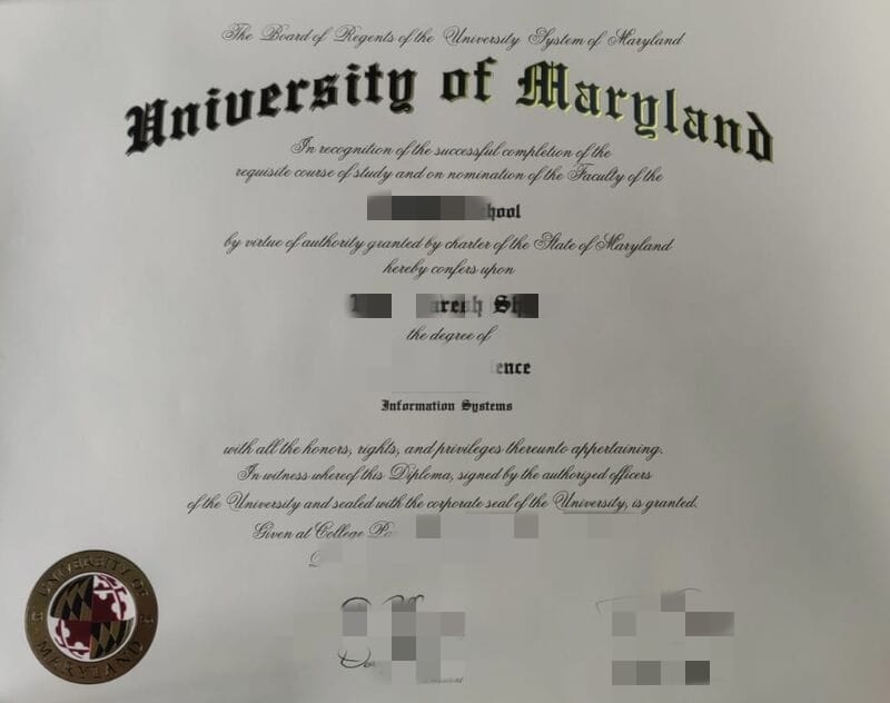 精仿马里兰大学帕克分校UMD文凭毕业证，Maryland diploma transcript